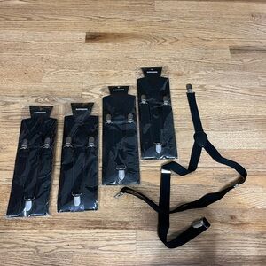 5 NEW SETS OF TROUSER ELASTIC Y-BACK SUSPENDERS CLIP-ON BLACK 1” ADJUSTABLE